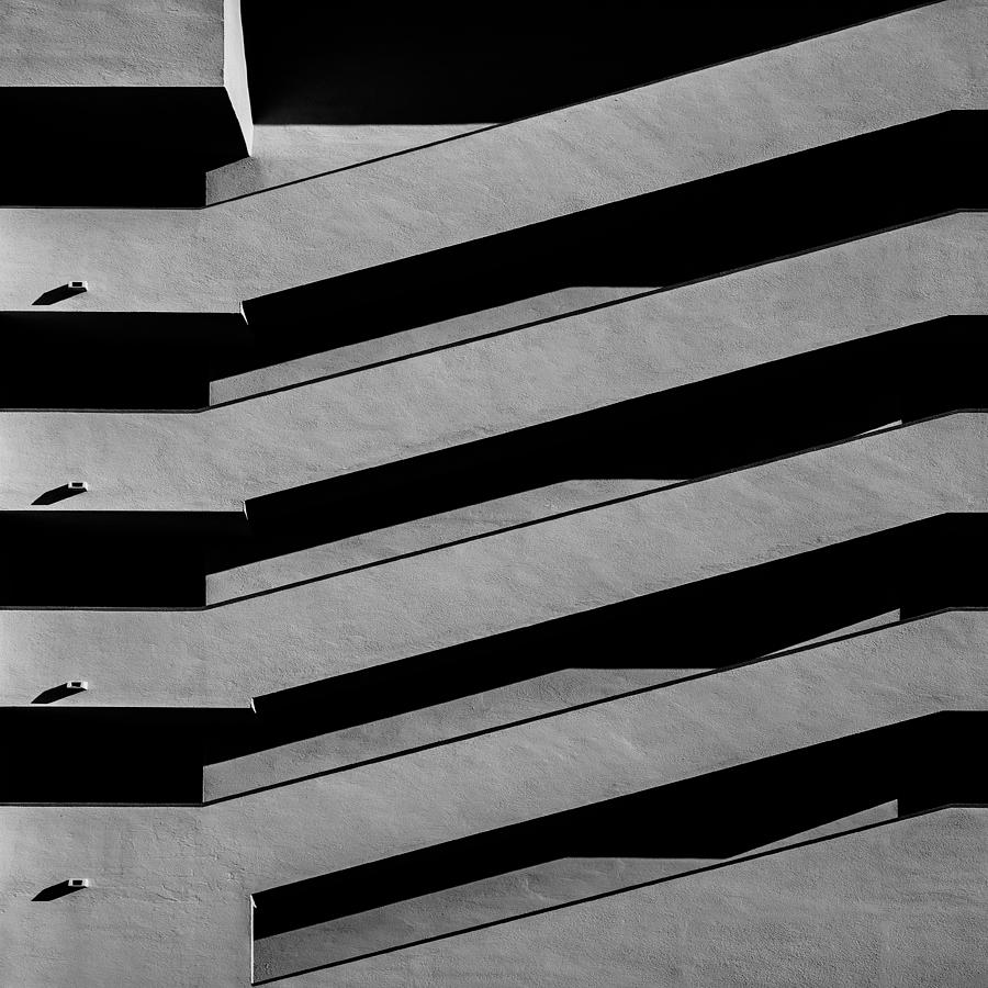 Black And White Photograph - Exterior Staircase Peniscola by Inge Schuster