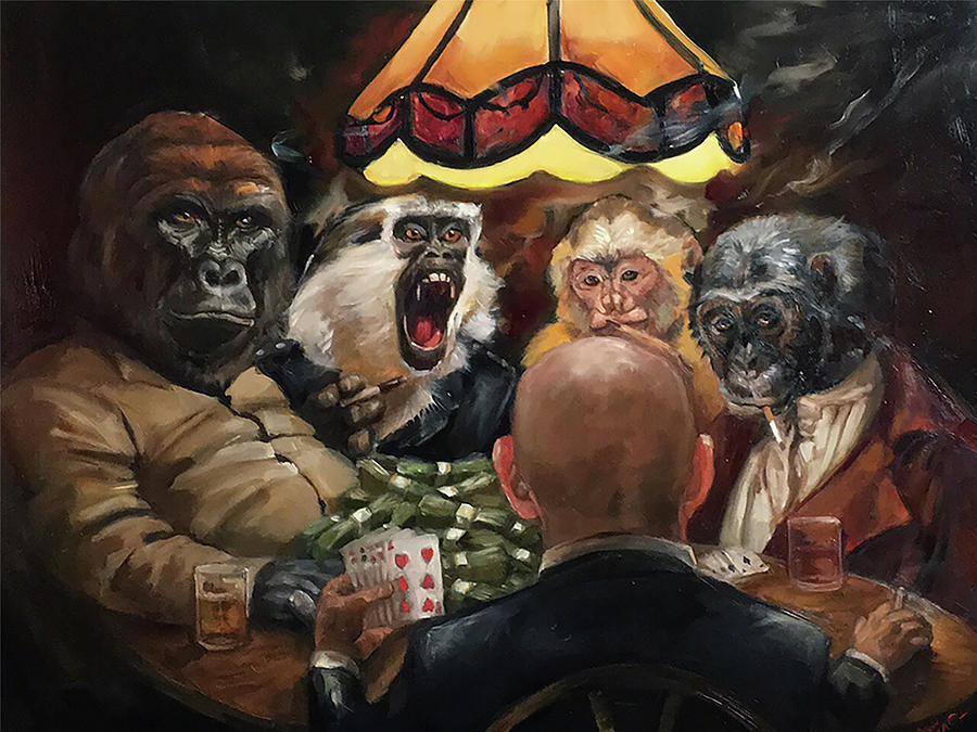 Gorilla Painting - Extinction Poker by Margot King