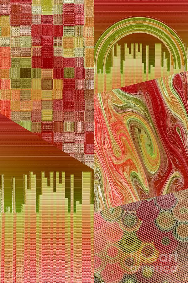 Extracts Of Orange And Green Digital Art by Rachel Hannah