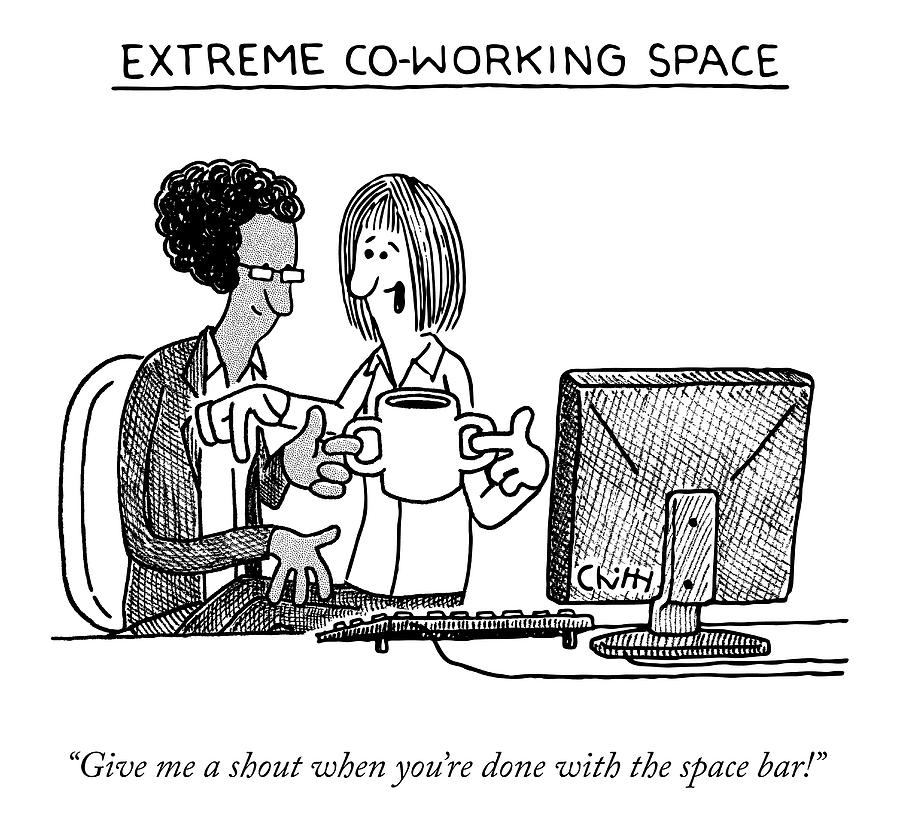 Extreme Coworking Space Drawing by Tom Chitty