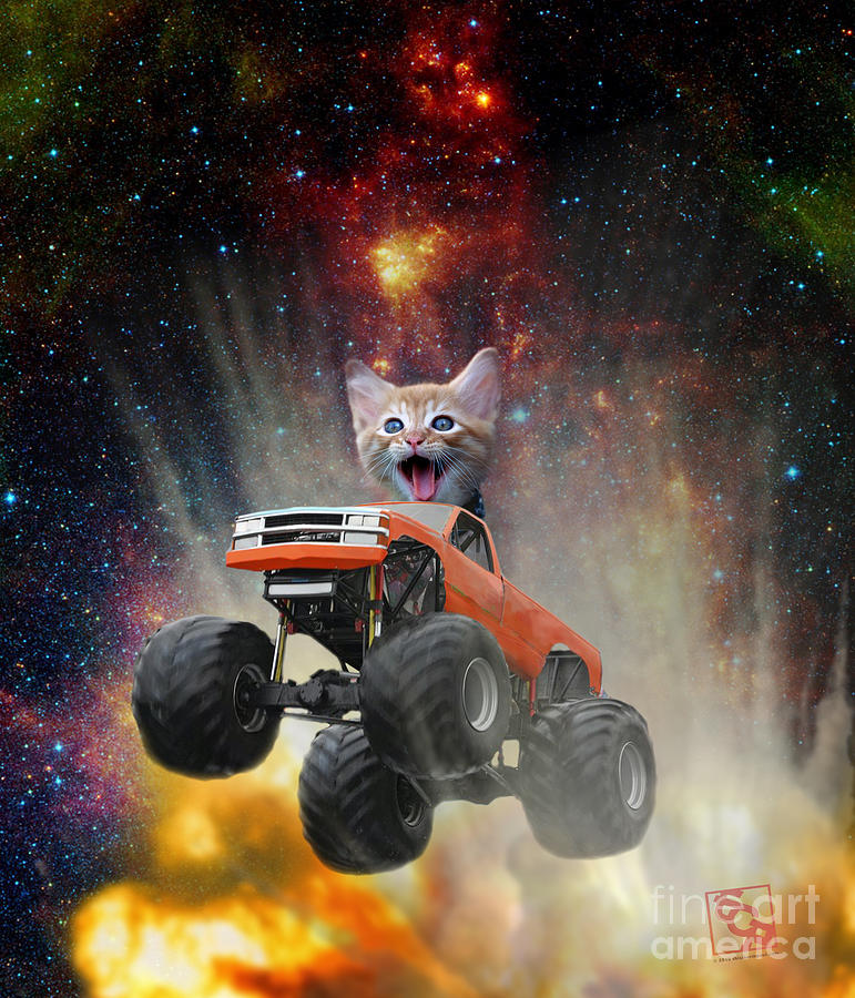 Extreme Kitten Driving a Monster Truck Jumping Over an Explosion With Galaxy 1 by Erik Paul Extreme Kitten Driving a Monster Truck Jumping Over an Explosion With Galaxy 1 by Erik Paul