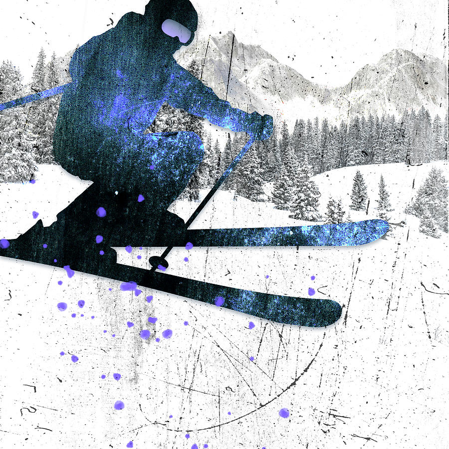 Winter Mixed Media - Extreme Skier 01 by Lightboxjournal