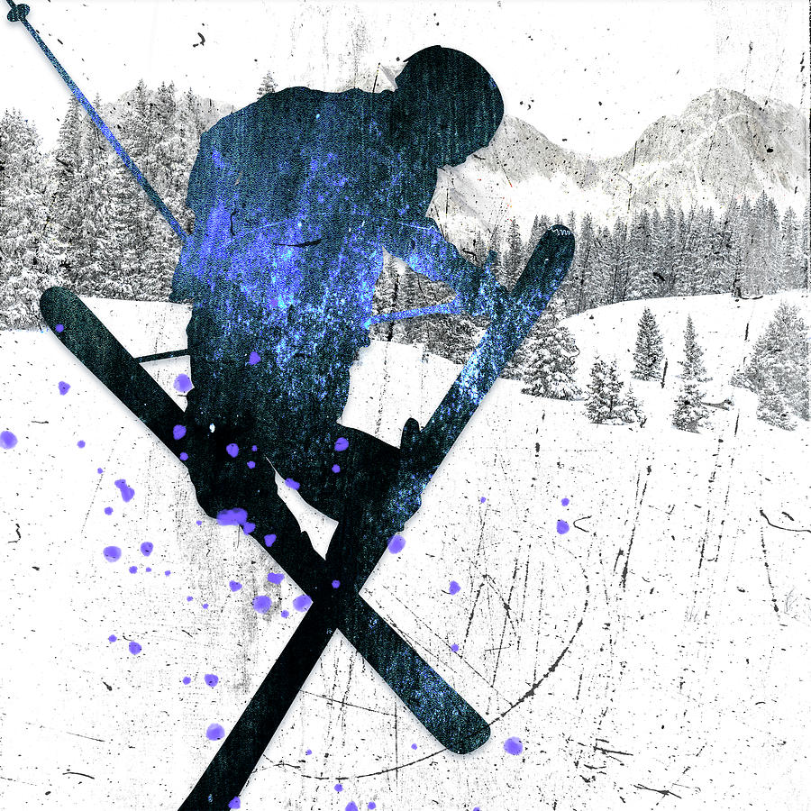 Winter Mixed Media - Extreme Skier 04 by Lightboxjournal