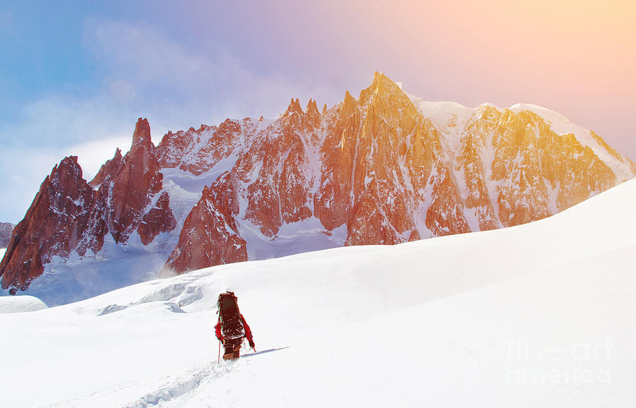 Altitude Photograph - Extreme Sport. Lone Hikers In Winter by Vixit Altitude Photograph - Extreme Sport. Lone Hikers In Winter by Vixit
