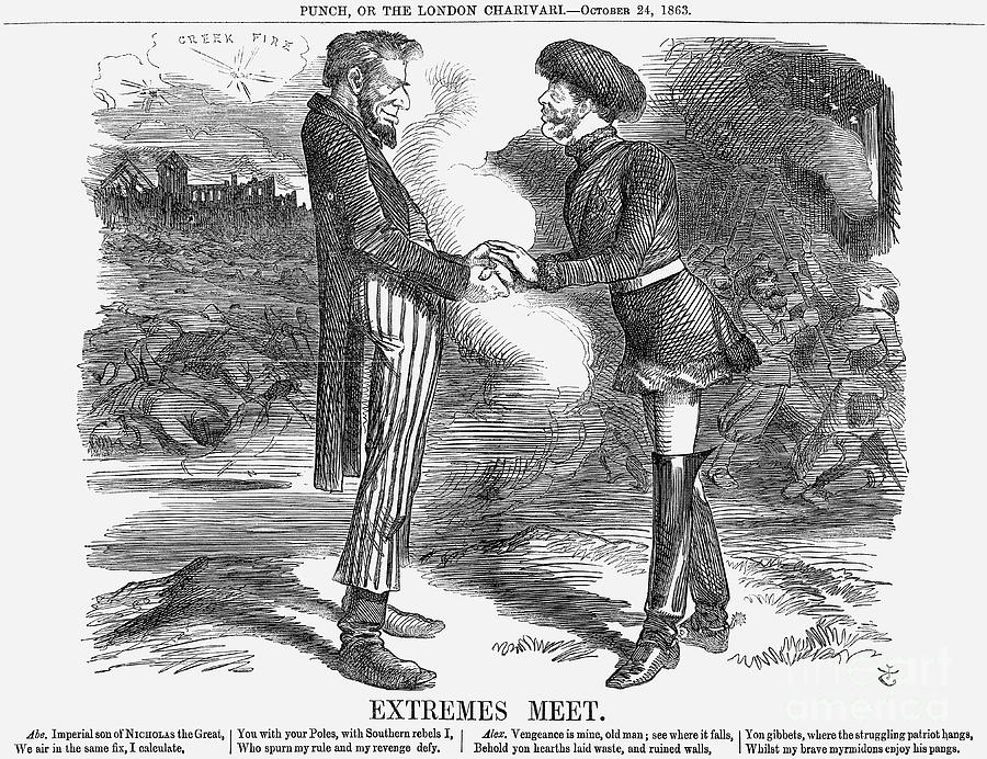 Extremes Meet, 1863. Artist John Tenniel Drawing by Print Collector