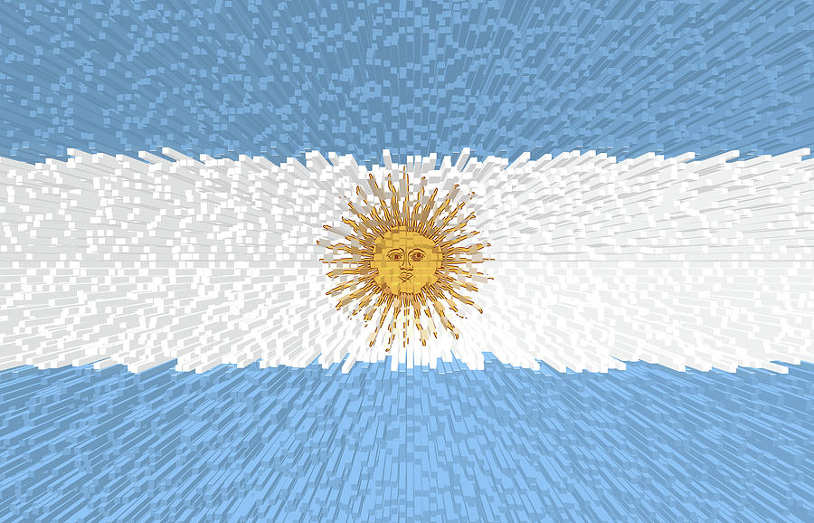 Soccer Digital Art - Extruded Flag of Argentina by Grant Osborne