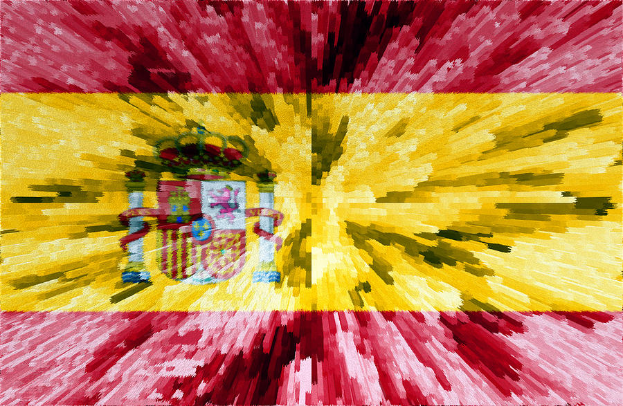 Football Digital Art - Extruded Flag of Spain by Grant Osborne