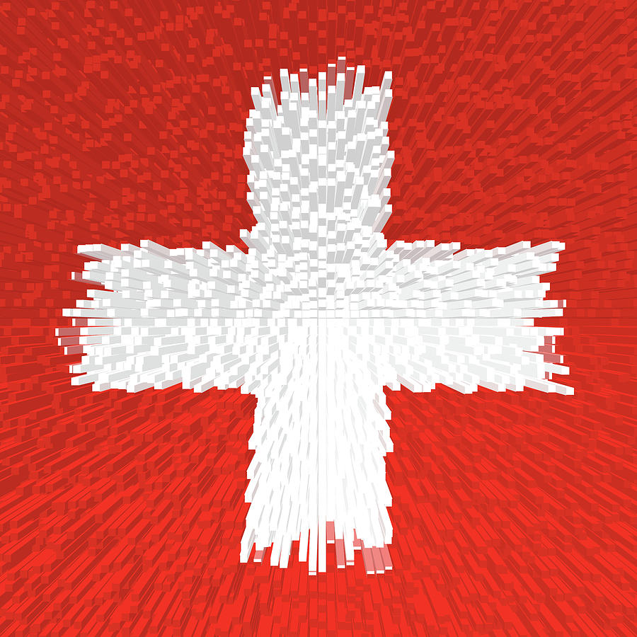 Flag Digital Art - Extruded flag of Switzerland by Grant Osborne