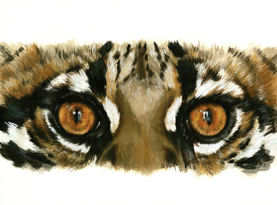 Eye Catching Ocelot Painting by Barbara Keith