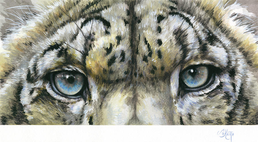Eye-catching Snow Leopard Painting by Barbara Keith
