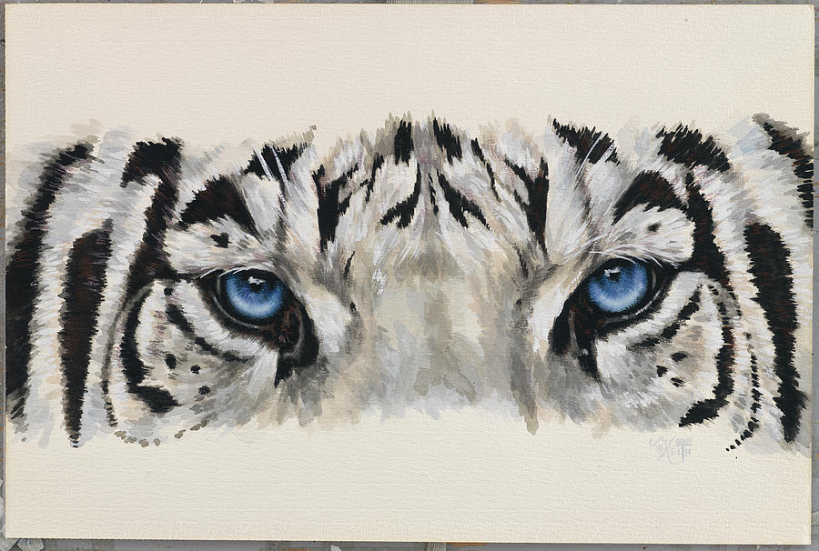 Tiger Painting - Eye-catching White Tiger by Barbara Keith