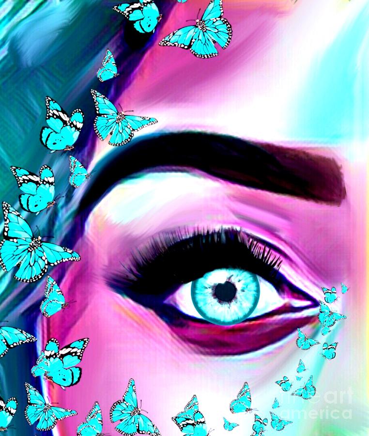 Female Eye Digital Art - Eye With Butterflies  by Gayle Price Thomas
