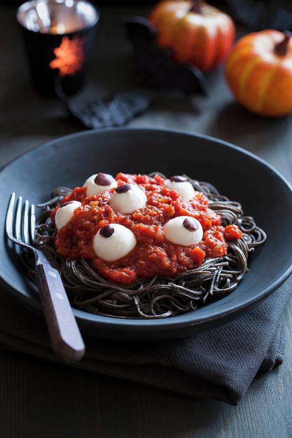 Eyeball Pasta For Halloween Photograph by Olga Miltsova