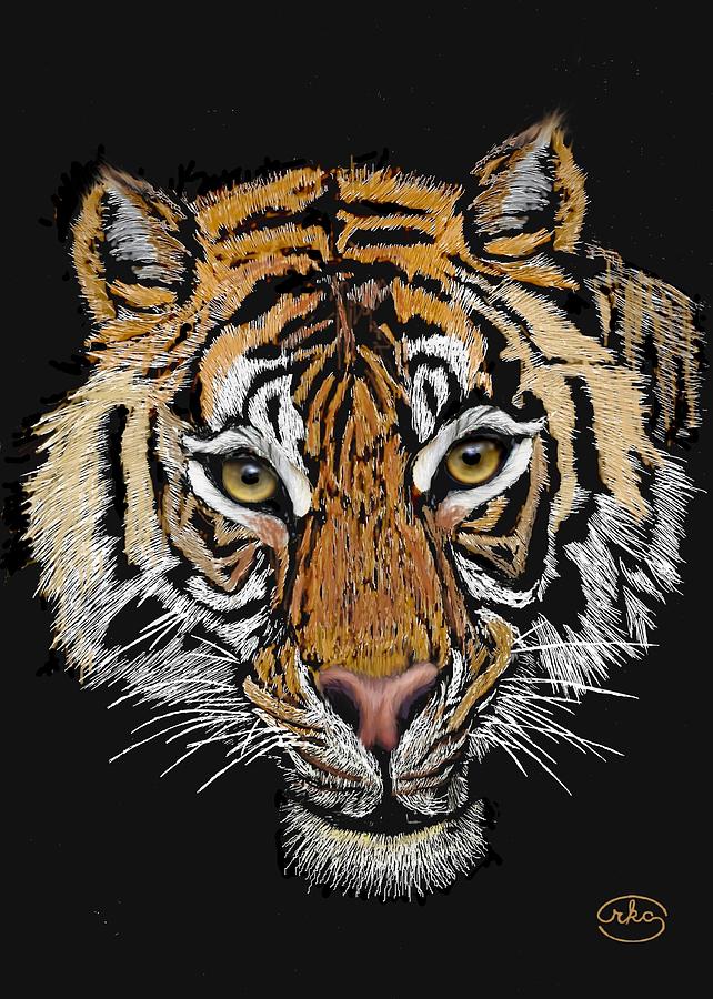Eyes of the Tiger 2 Painting by Ron Chambers
