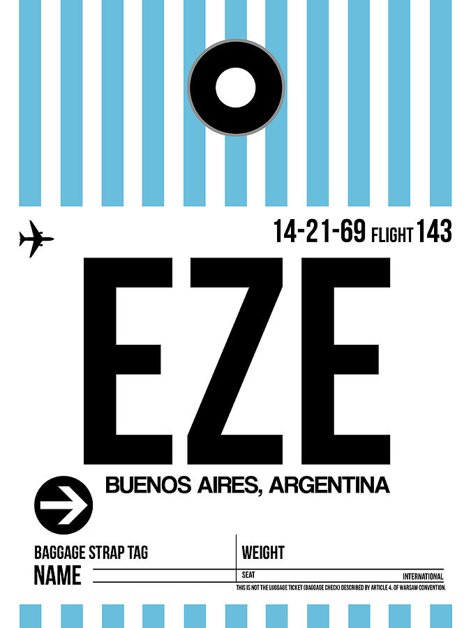 EZE Buenos Aires Luggage Tag I Digital Art by Naxart Studio