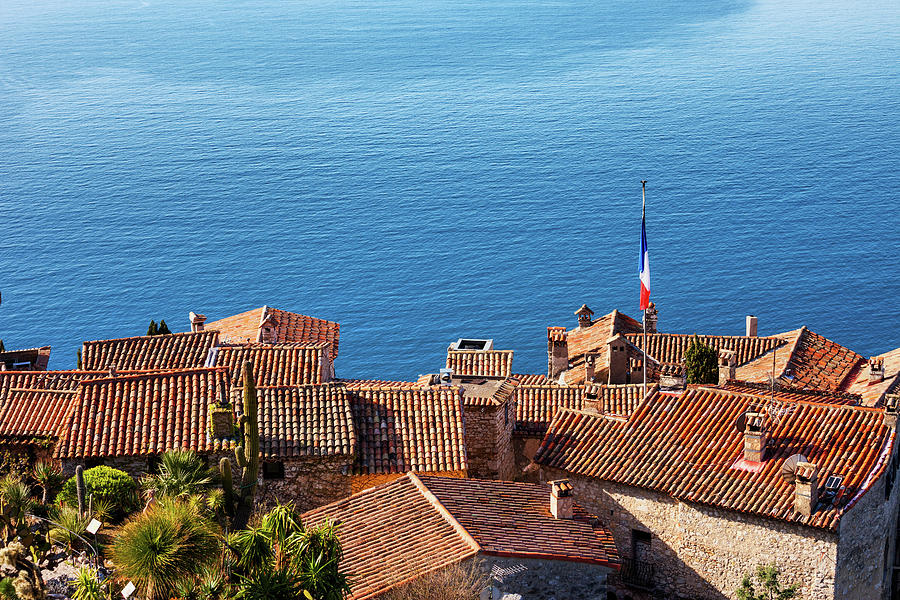 Nature Photograph - Eze Village Houses And The Sea In France by Artur Bogacki