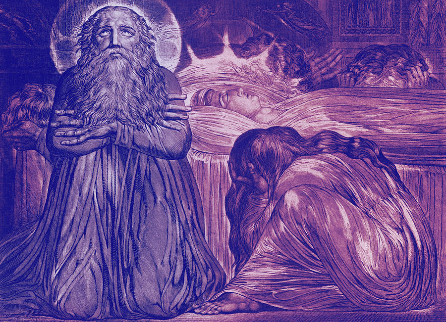 Ezekiel Kneeling By The Death Bed Of His Wife By William Blake Painting 