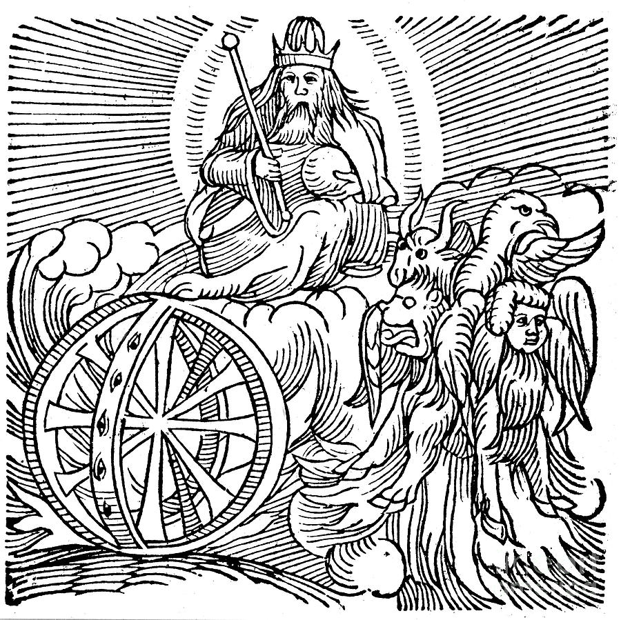 Ezekiels Vision Of Chariot In Sky, C614 Drawing by Print Collector