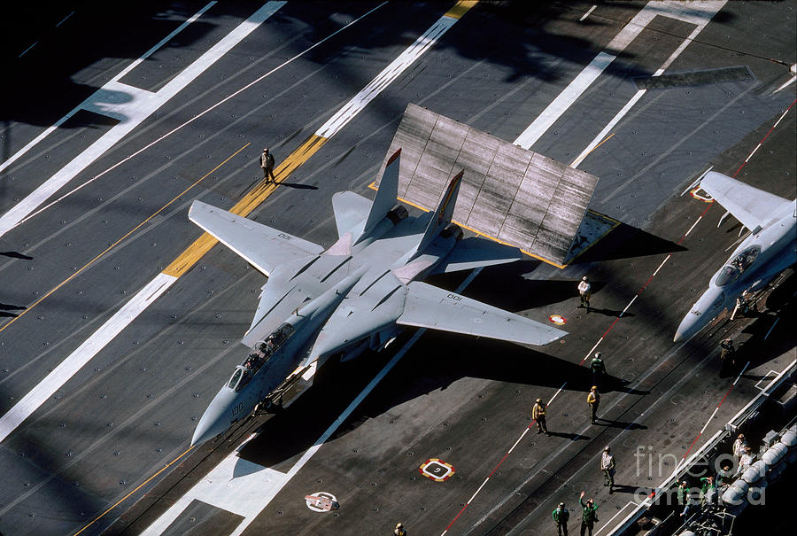 F-14 Tomcat Ready for Catapult Launch Aboard the USS Carl Vinson ...