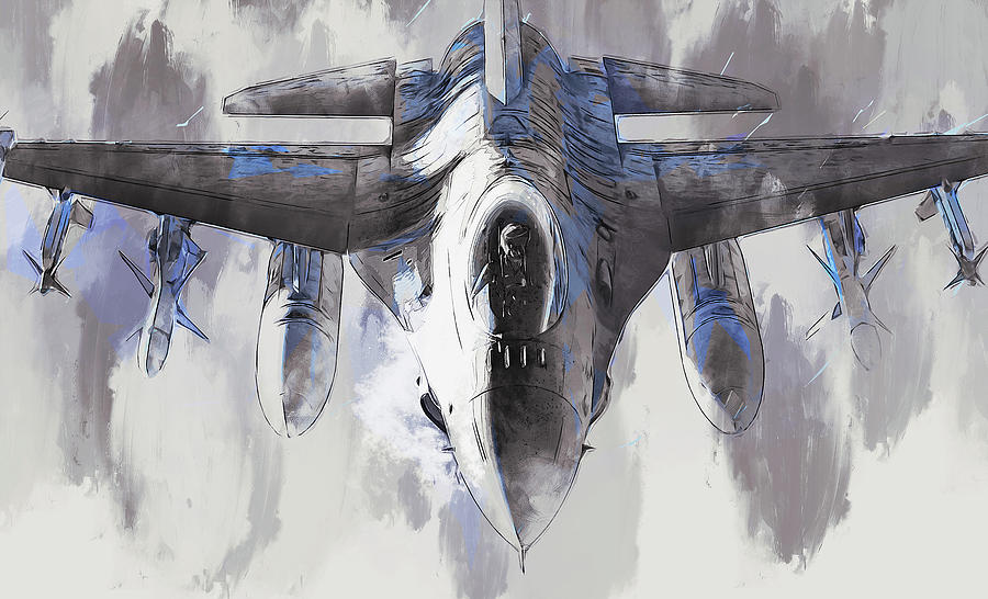 F-16 Fighting Falcon - 02 Painting by AM FineArtPrints
