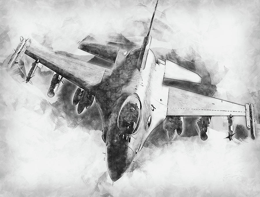 F-16 Fighting Falcon - 04 Painting by AM FineArtPrints