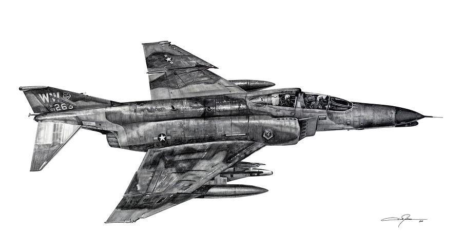 Jet Drawing - F-4G Wild Weasel by Dale Jackson