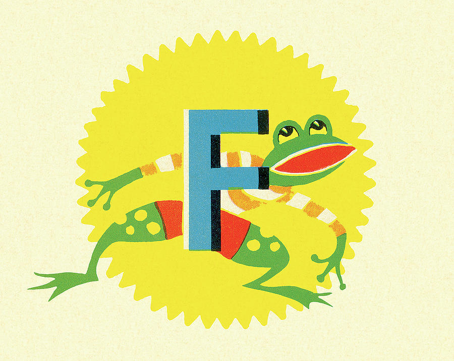 Vintage Drawing - F is for Frog by CSA Images