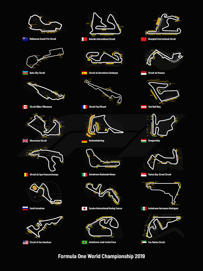 F1 Circuits Digital Art by Afterdarkness