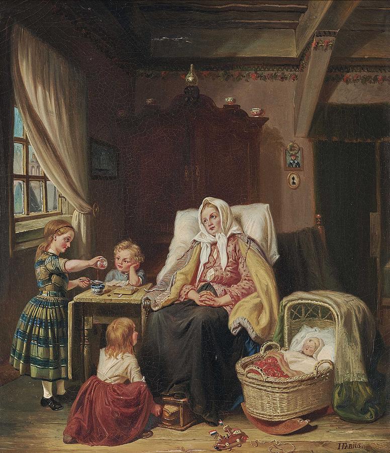 Summer Painting - FABIUS, JAN  J. CZN  Mother with her Children by Celestial Images