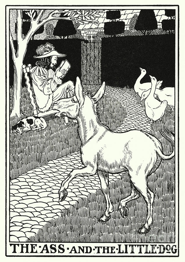 Fables Of La Fontaine, The Ass And The Little Dog Painting by Percy James Billinghurst