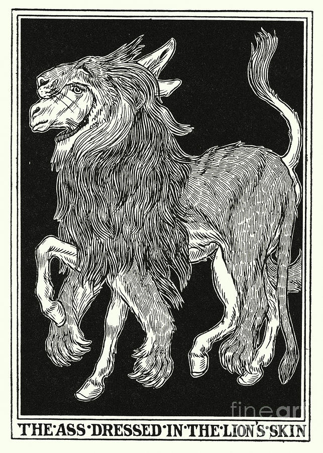 Fables Of La Fontaine, The Ass Dressed In The Lions Skin Painting by Percy James Billinghurst