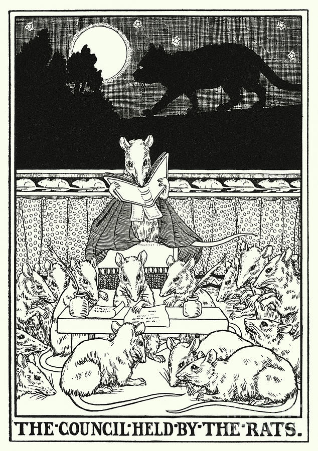 Fables Of La Fontaine, The Council Held By The Rats Painting by Percy James Billinghurst