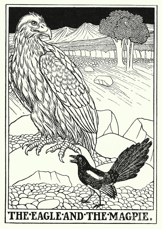 Fables Of La Fontaine, The Eagle And The Magpie Painting by Percy James Billinghurst