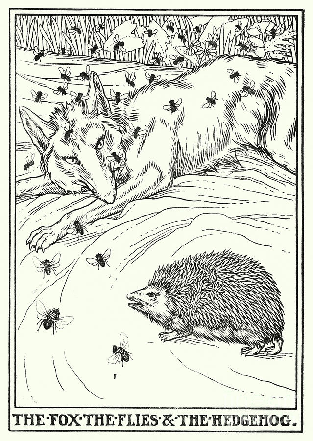 Fables Of La Fontaine, The Fox, The Flies And The Hedgehog Painting by Percy James Billinghurst