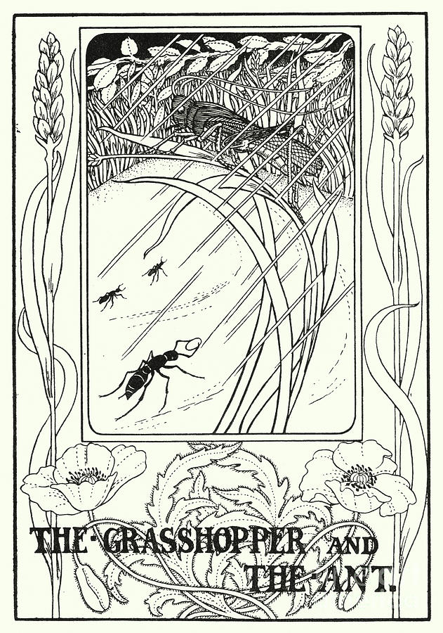 Animal Painting - Fables Of La Fontaine, The Grasshopper And The Ant by Percy James Billinghurst