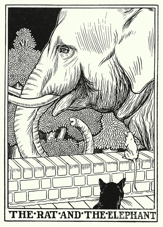 Fables Of La Fontaine, The Rat And The Elephant Painting by Percy James Billinghurst