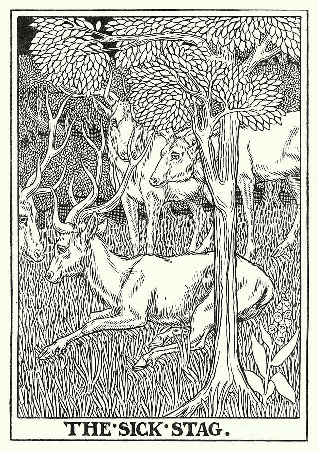 Fables Of La Fontaine, The Sick Stag Painting by Percy James Billinghurst