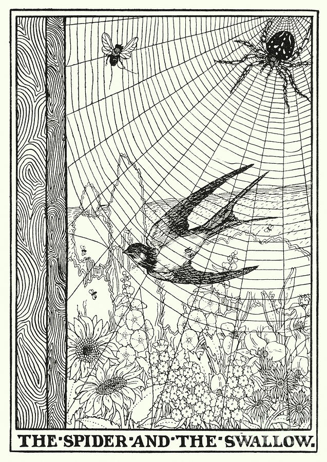 Fables Of La Fontaine, The Spider And The Swallow Painting by Percy James Billinghurst