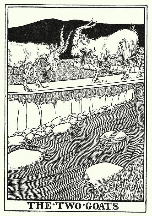 Fables Of La Fontaine, The Two Goats Painting by Percy James Billinghurst