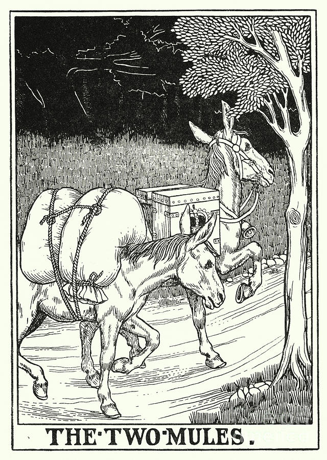 Fables Of La Fontaine, The Two Mules Painting by Percy James Billinghurst