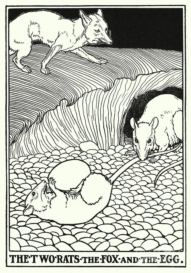 Fables Of La Fontaine, The Two Rats, The Fox And The Egg Painting by Percy James Billinghurst