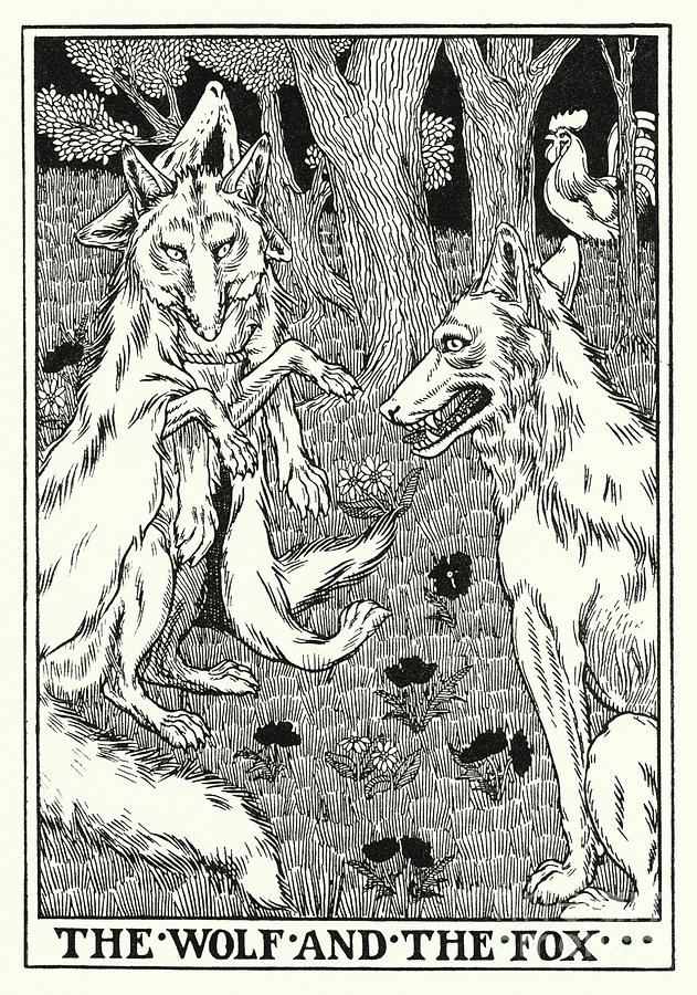 Fables Of La Fontaine, The Wolf And The Fox Painting by Percy James Billinghurst
