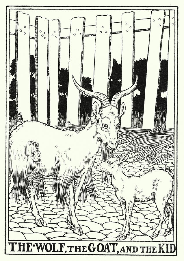 Fables Of La Fontaine, The Wolf, The Goat, And The Kid Painting by Percy James Billinghurst