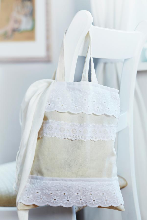 Fabric Bag Romantically Decorated With Appliqu Photograph by Franziska Taube