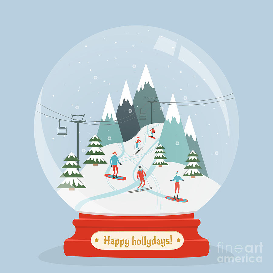 Gift Digital Art - Fabulous Glass Ball With Ski Resort by Marina che