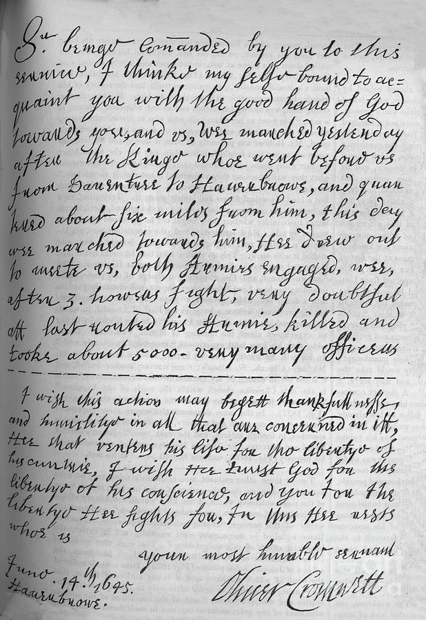 Fac-simile Of Letter By Cromwell Drawing by Print Collector