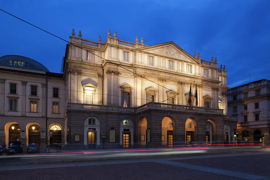 Facade Of An Opera House At Dusk, La Photograph by Panoramic Images