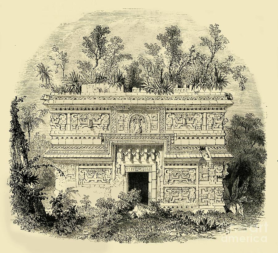 Facade Of Native Palace In Yucatan Drawing by Print Collector