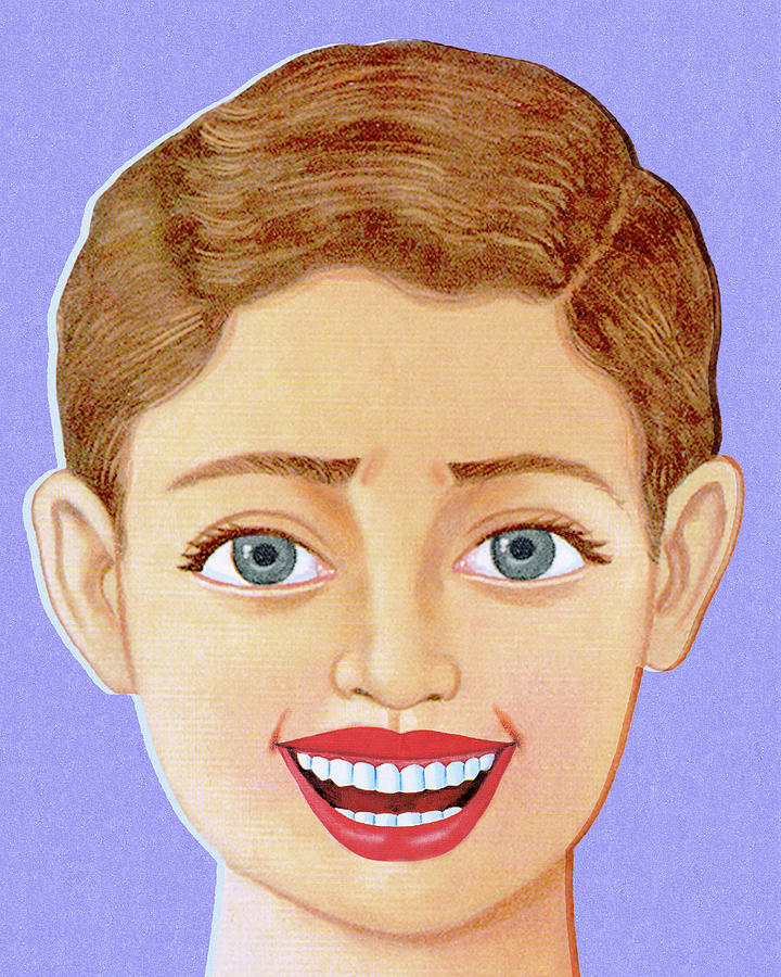 Vintage Drawing - Face of a Boy by CSA Images