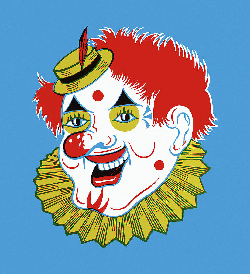 Halloween Drawing - Face of a Clown by CSA Images